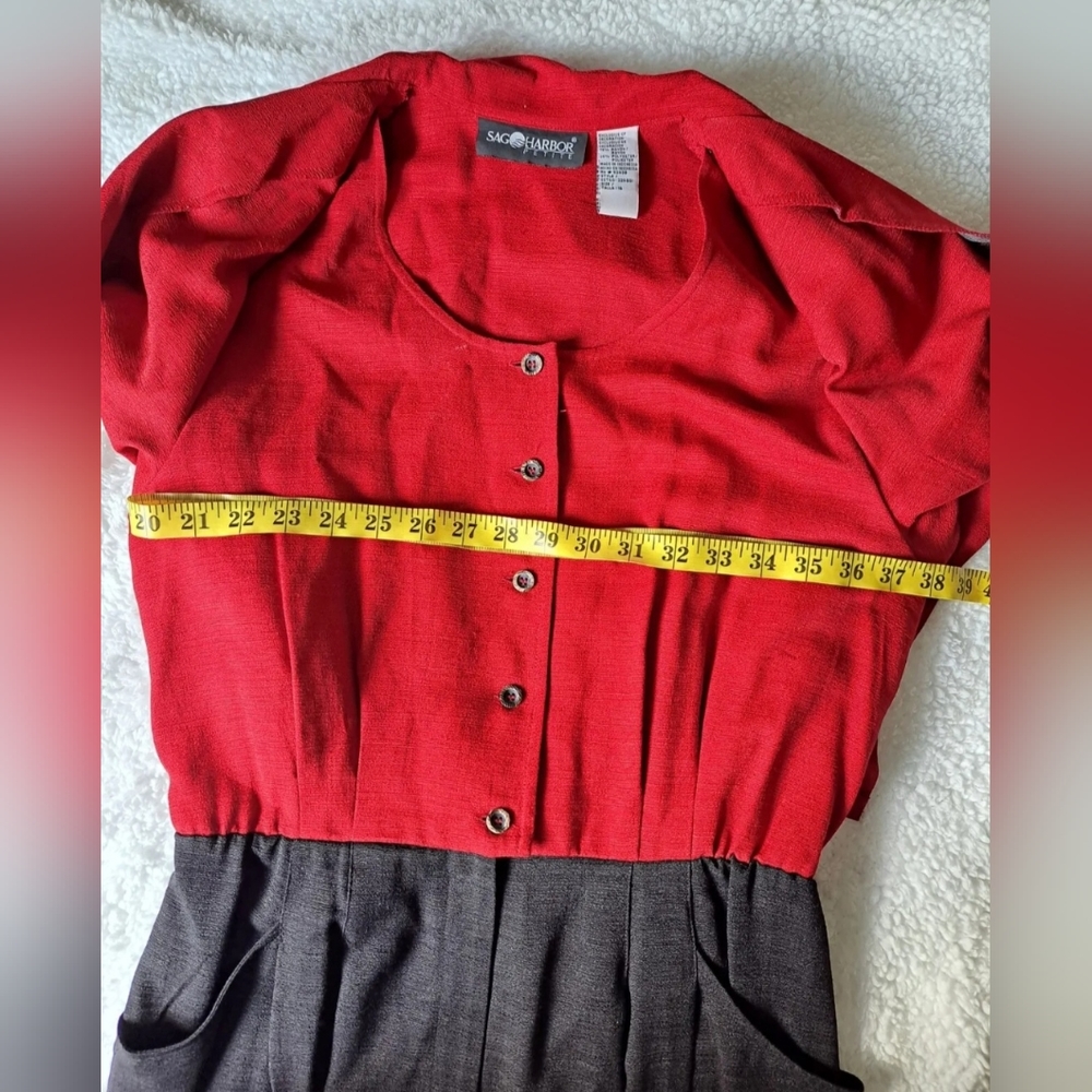 Vintage Sag Harbor Petite Sz 14 Classic Women's Red & Black Shorts Jumpsuit P 14 - Picture 6 of 10